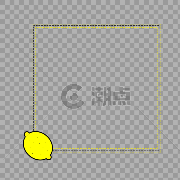 手绘卡通水果黄色柠檬方形边框图片素材免费下载