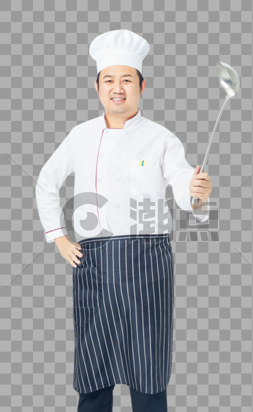 男厨师拿着长柄勺图片素材免费下载