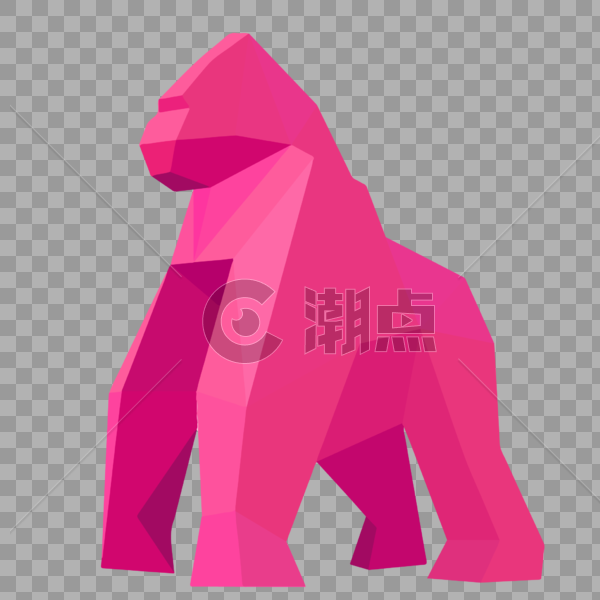 晶状粉色大猩猩侧面卡通-01图片素材免费下载