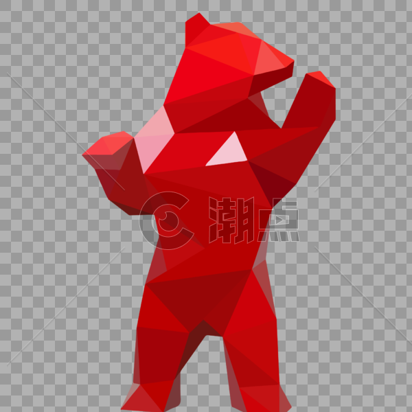 晶状红色熊正面卡通-01图片素材免费下载