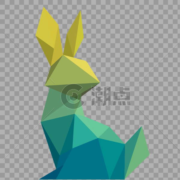 晶状绿色兔子蝶面卡通图片素材免费下载