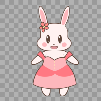 粉裙子白兔子图片素材免费下载