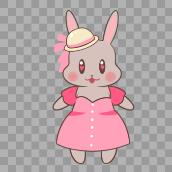 粉裙子灰兔子图片素材免费下载