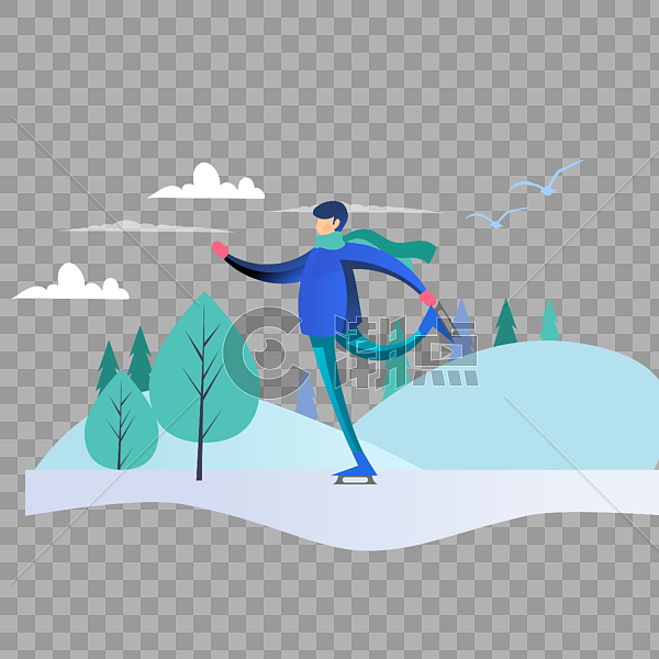 玩滑冰图标免抠矢量插画素材图片素材免费下载