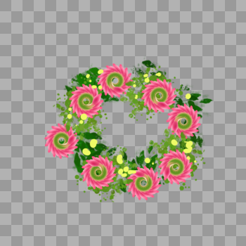 创意粉色花朵花环图片素材免费下载
