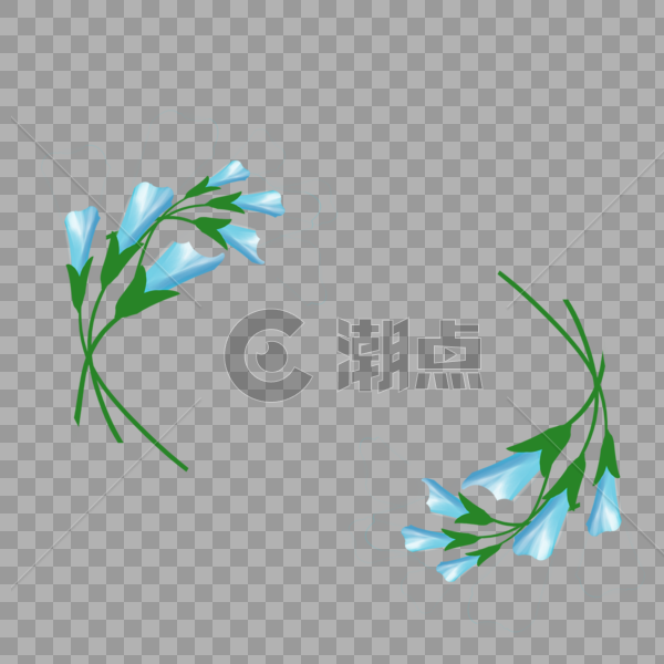 卡通植物蓝色花朵图片素材免费下载