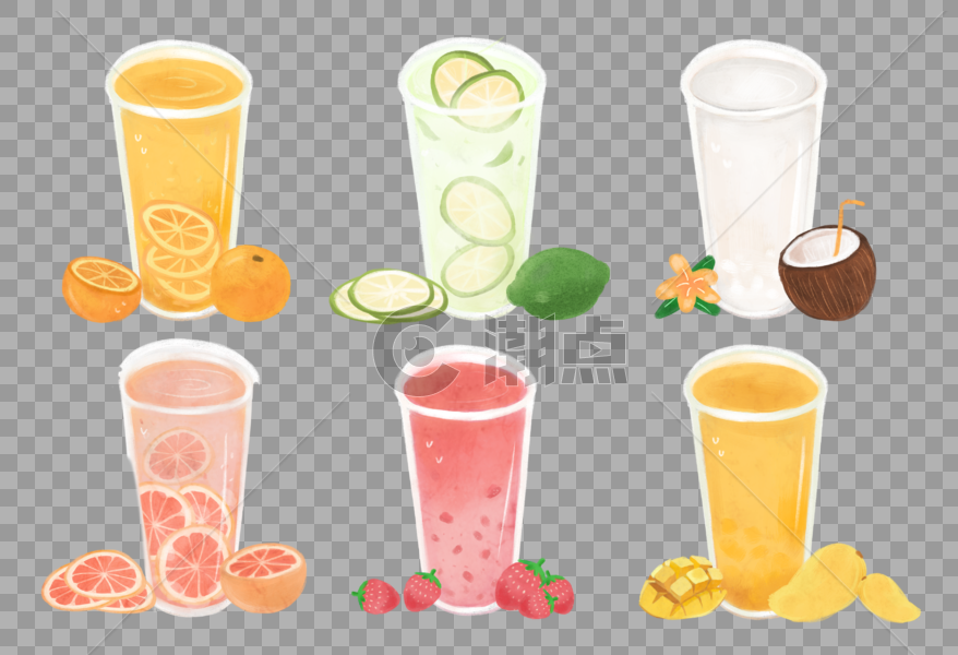 夏日水果果汁饮品饮料元素图片素材免费下载