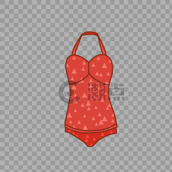 夏天性感红色连体泳衣卡通手绘装饰图片素材免费下载