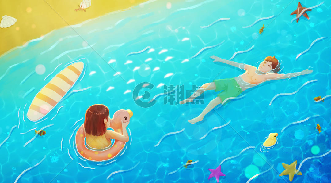 夏日海边戏水图片素材免费下载