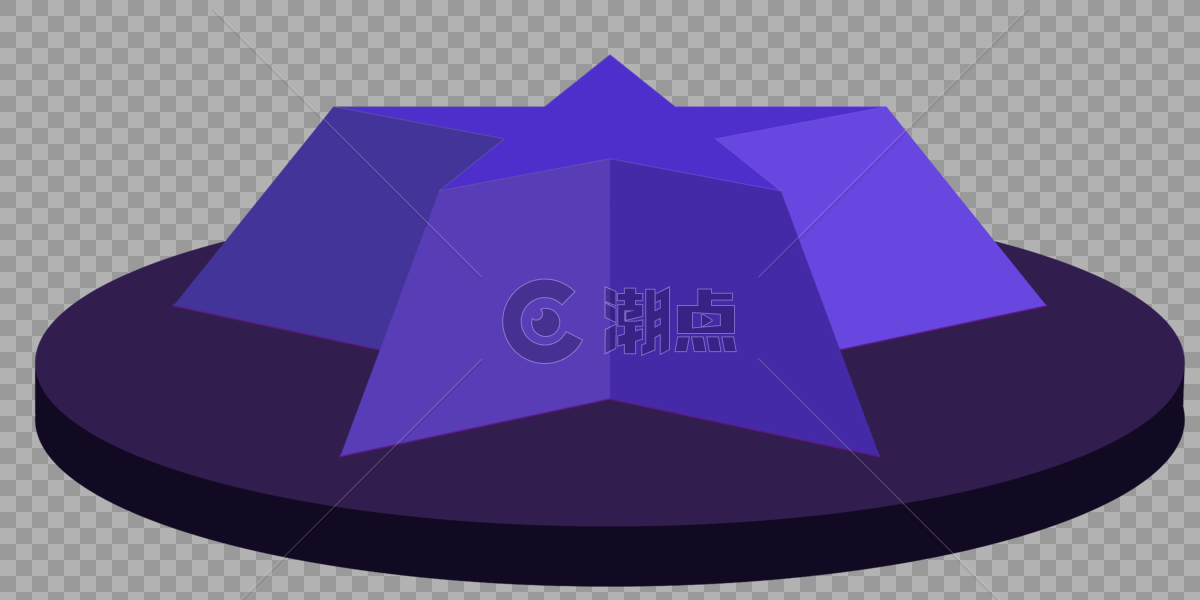 五角星形状立体紫色棱台按钮图片素材免费下载