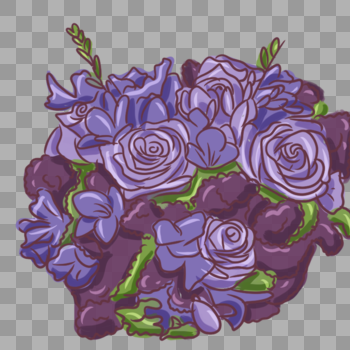 节日紫色一簇鲜花手绘装饰图片素材免费下载