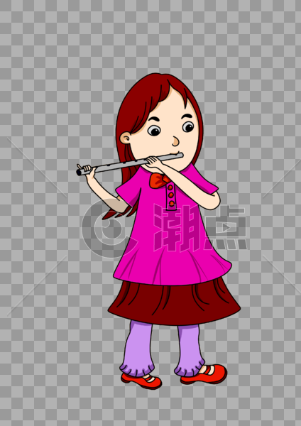 吹笛子的女孩图片素材免费下载