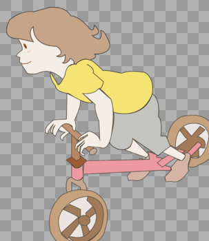 卡通女孩可爱骑自行车图片素材免费下载
