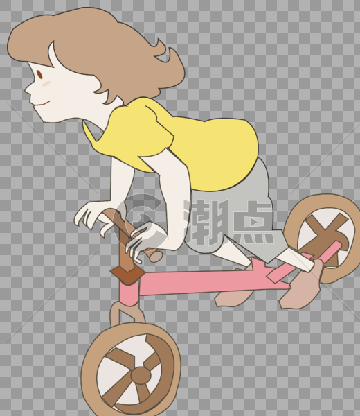 卡通女孩可爱骑自行车图片素材免费下载