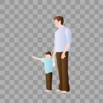 AI矢量图扁平化人物父子父亲父与子互动图片素材免费下载