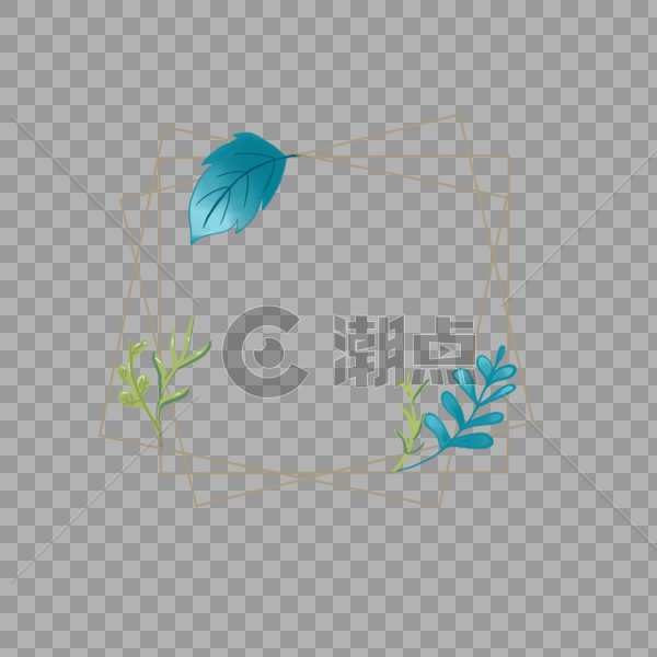 蓝色树叶小清新边框图片素材免费下载