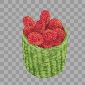 新鲜野生红色浆果绿色编制筐装野莓图片素材免费下载