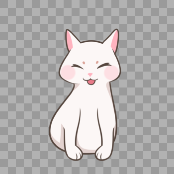 在笑的白猫开心图片素材免费下载