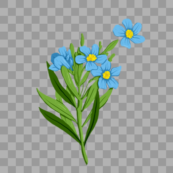 手绘蓝色花卉植物图片素材免费下载