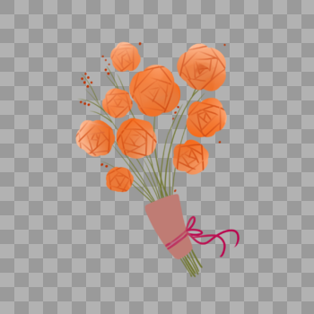 手绘橙色花束元素图片素材免费下载