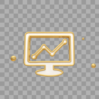 金色立体电脑折线图标图片素材免费下载