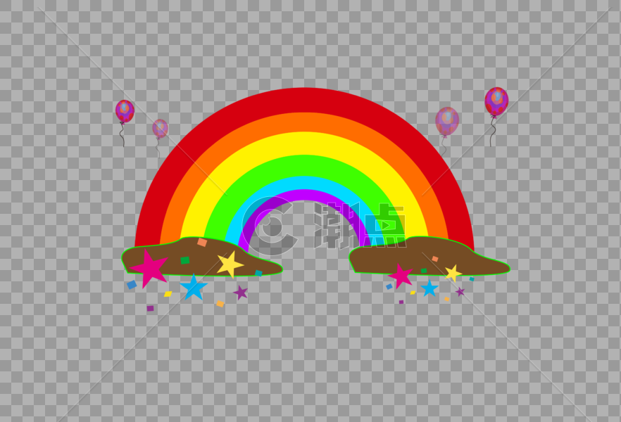 彩虹与气球图片素材免费下载