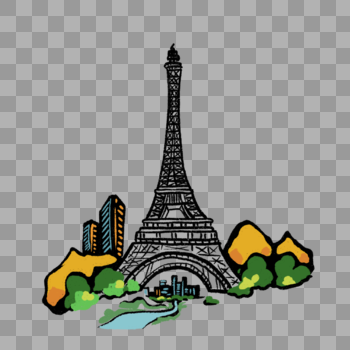 卡通巴黎埃菲尔铁塔图片素材免费下载