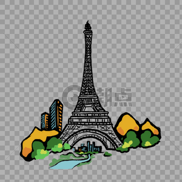 卡通巴黎埃菲尔铁塔图片素材免费下载
