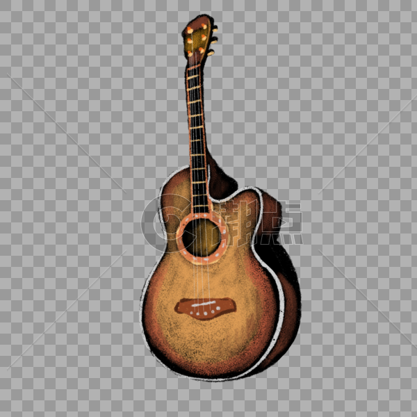 卡通棕色乐器吉他图片素材免费下载