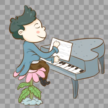 弹钢琴的男孩图片素材免费下载