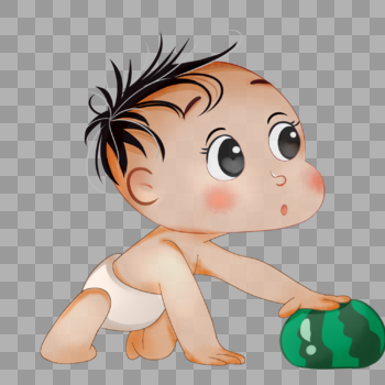 小朋友婴儿儿童节玩西瓜皮球图片素材免费下载