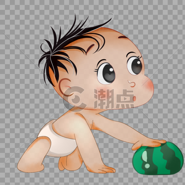 小朋友婴儿儿童节玩西瓜皮球图片素材免费下载