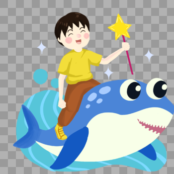 骑着鲸鱼的男孩图片素材免费下载