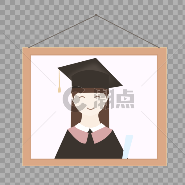 一个女生穿着毕业服带着毕业帽手里拿着卷着的证书图片素材免费下载