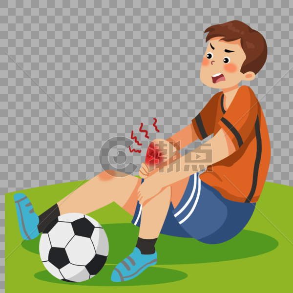 手绘卡通受伤的足球运动员图片素材免费下载
