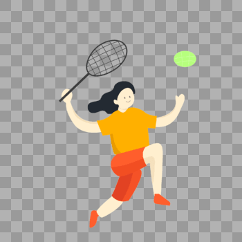 打网球女孩手绘插画图片素材免费下载