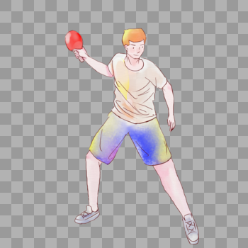 打乒乓球的男生插画图片素材免费下载