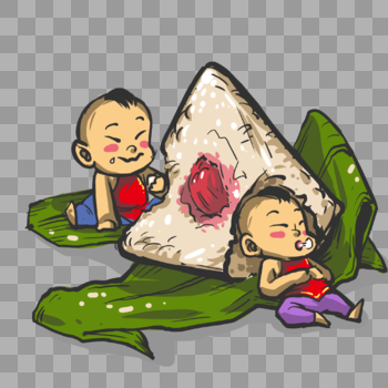 吃粽子的孩子图片素材免费下载