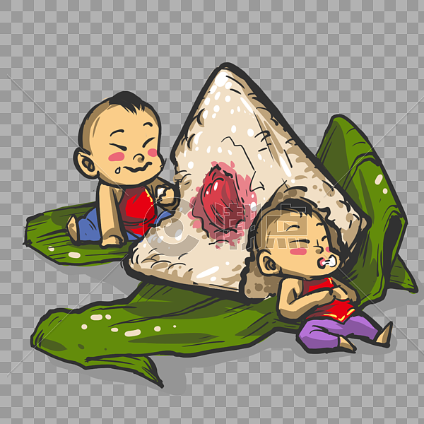 吃粽子的孩子图片素材免费下载