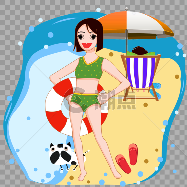 海边度假的女孩图片素材免费下载