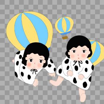 穿奶牛装的双胞胎宝宝在玩耍图片素材免费下载