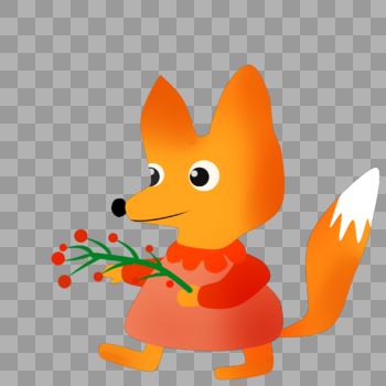 拿花朵的狐狸图片素材免费下载