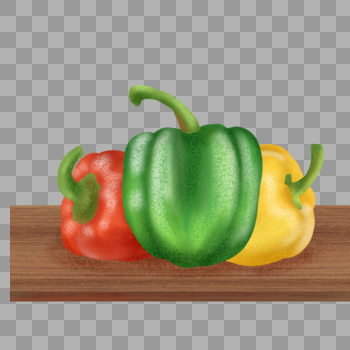 厨房案板家常蔬菜甜椒插画图片素材免费下载