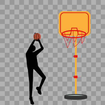 篮球框下投篮的人背影剪影图片素材免费下载