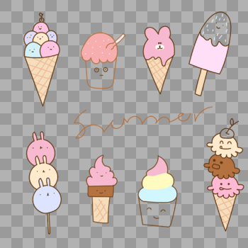 夏日冰凉各种口味形状冰淇淋图片素材免费下载