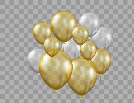 金色半透明气球组合图片素材免费下载
