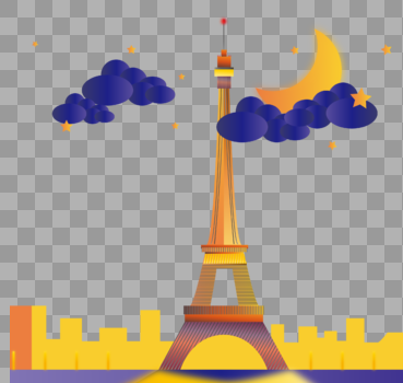 原创扁平化巴黎铁塔矢量图图片素材免费下载