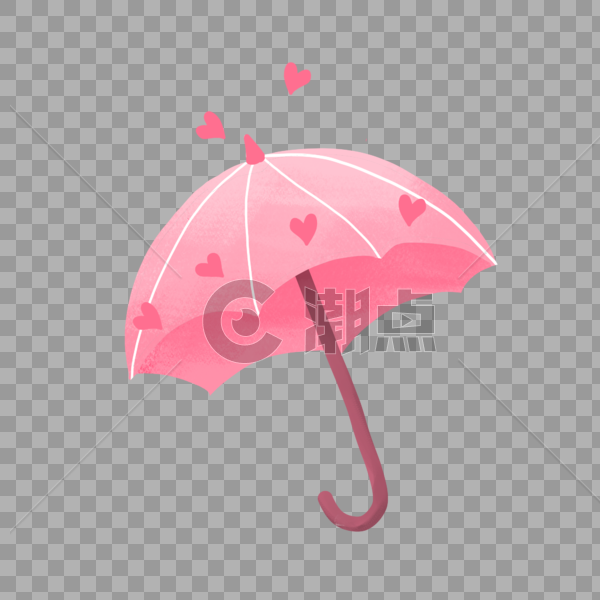 夏天粉色爱心可爱渐变雨伞手绘装饰图案图片素材免费下载