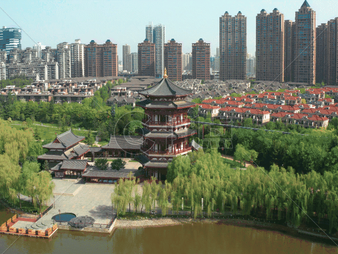 中式园林公园4K航拍图片素材免费下载