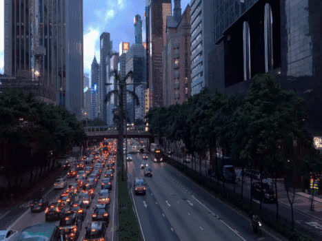 香港繁忙交通延时GIF图片素材免费下载
